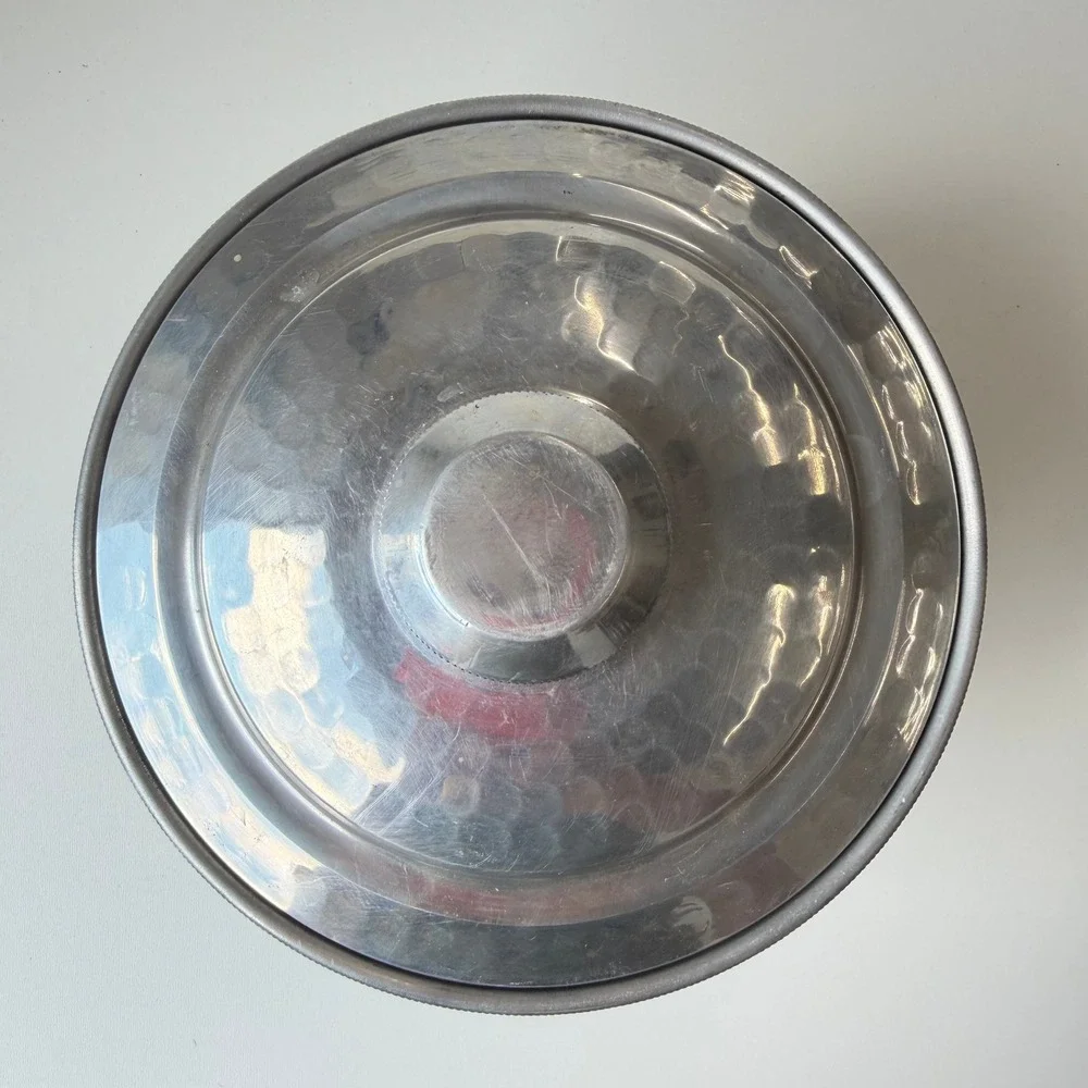 Vintage‎ Hammered Aluminum Ice Bucket Silver Mid Century Italy